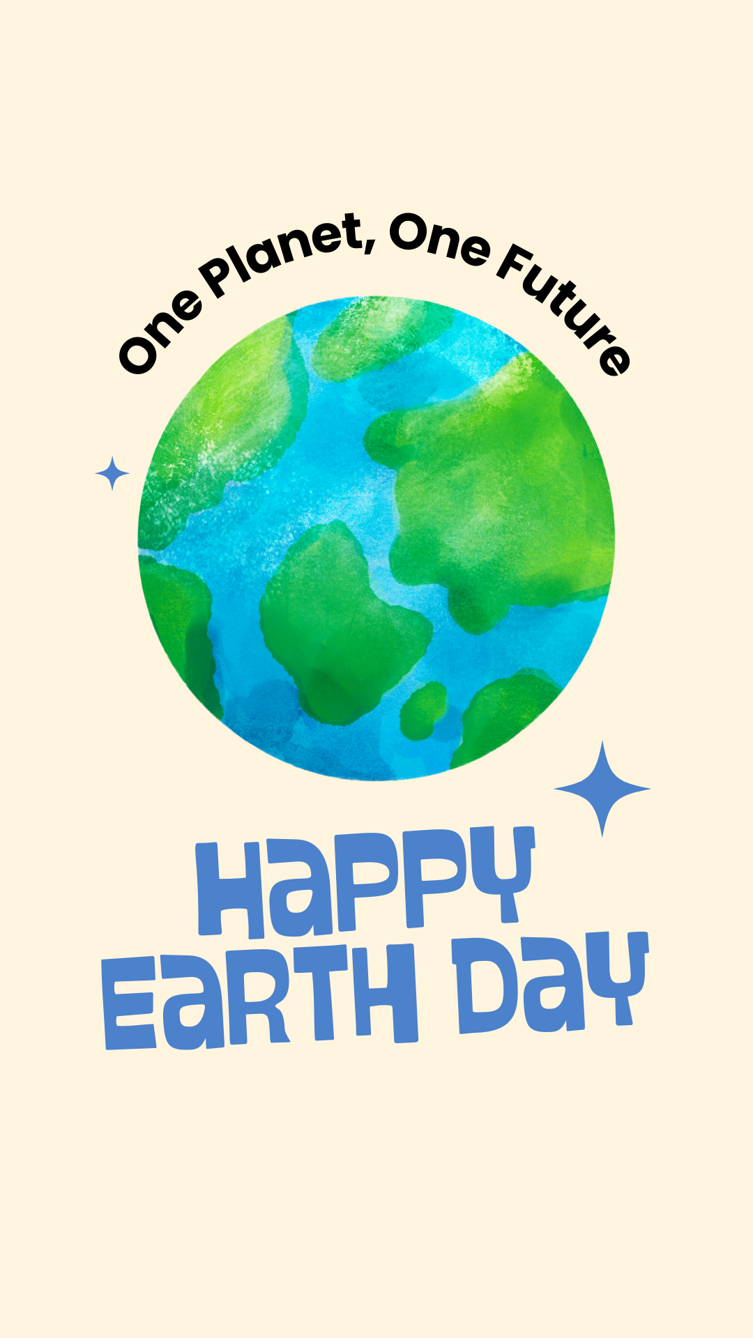 Cream and Blue Illustrative Earth Day Instagram Story